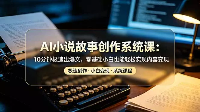 AI小说故事创作系统课：10分钟极速出爆文，零基础小白也能轻松实现内容变现-知云阁资源站