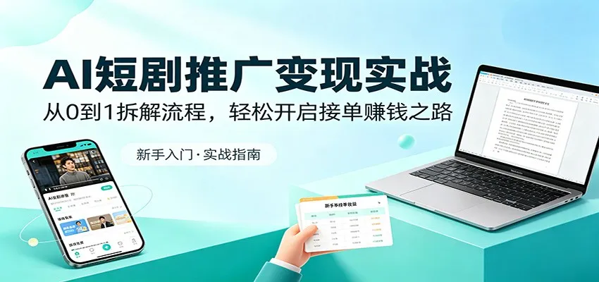 AI短剧推广变现实战:从0到1拆解流程,轻松开启接单赚钱之路 AI短剧推广变现实战:从0到1拆解流程,轻松开启接单赚钱之路
