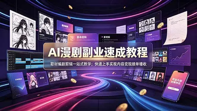 (19157期)AI漫剧副业速成教程,取材编剧剪辑一站式教学;快速上手实现内容变现接单增收-知云阁资源站