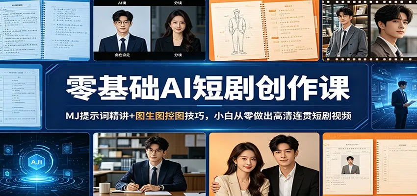 零基础AI短剧创作课:MJ提示词精讲+图生图控图技巧,小白从零做出高清连贯短剧视频 零基础AI短剧创作课:MJ提示词精讲+图生图控图技巧,小白从零做出高清连贯短剧视频