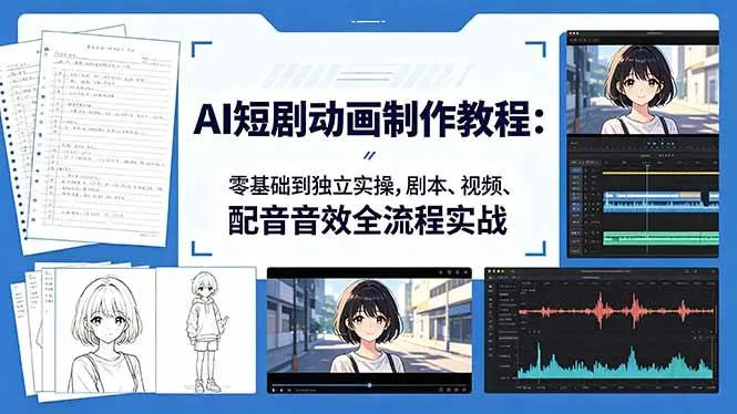 （18351期）AI短剧动画制作教程：零基础到独立实操，剧本、视频、配音音效全流程实战-知云阁资源站