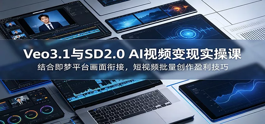 Veo3.1与SD2.0 AI视频变现实操课课:结合即梦平台画面衔接,短视频批量创作盈利技巧-知云阁资源站