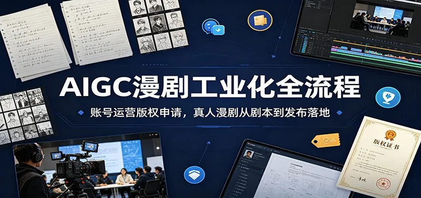 AIGC漫剧工业化全流程:账号运营版权申请,真人漫剧从剧本到发布落地-知云阁资源站