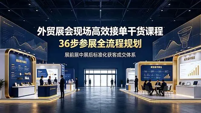 （19157期）外贸展会现场高效接单干货课程，36步参展全流程规划，展前展中展后标准化获客成交体系-知云阁资源站