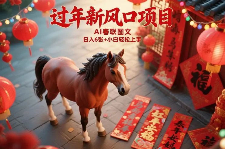 过年新风口项目,用ai春联图文,日入6张+小白轻松上手【揭秘】-知云阁资源站