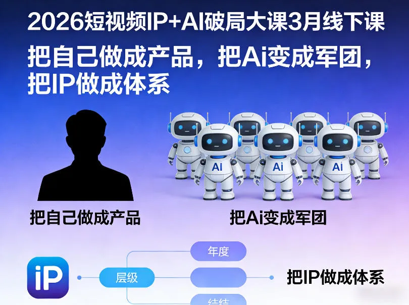 2026短视频IP+AI破局大课3月线下课,把自己做成产品,把Ai变成军团,把IP做成体系-知云阁资源站