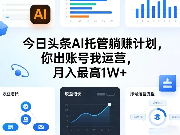 今日头条AI托管躺賺计划,你出账号我运营,月入最高1W+【揭秘】-知云阁资源站