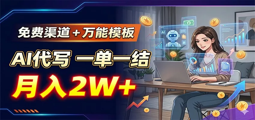 免费渠道+万能模板,AI代写一单一结,月入2W+-知云阁资源站