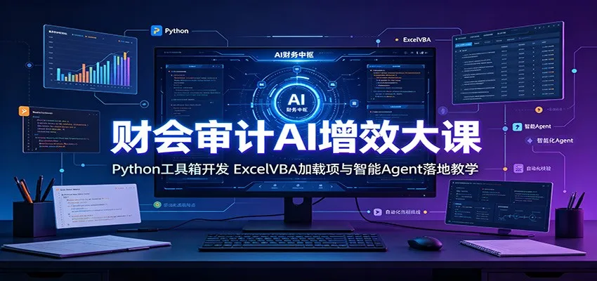 财会审计AI增效大课:Python工具箱开发,ExcelVBA加载项与智能Agent落地教学-知云阁资源站