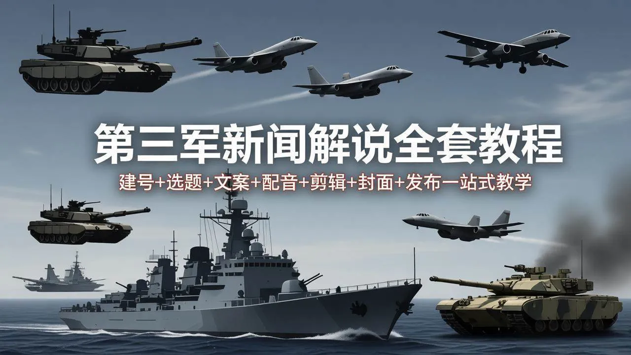 (18081期)第三军迷新闻解说全套教程:建号+选题+文案+配音+剪辑+封面+发布一站式教学 (18081期)第三军迷新闻解说全套教程:建号+选题+文案+配音+剪辑+封面+发布一站式教学