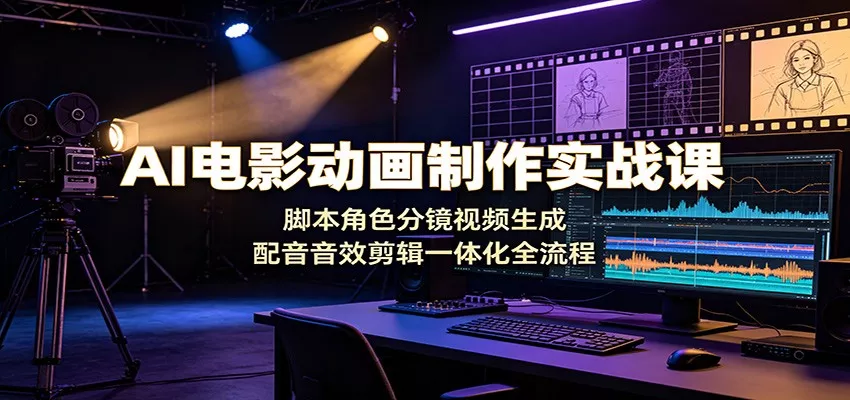 AI电影动画制作实战课：脚本角色分镜视频生成，配音音效剪辑一体化全流程-知云阁资源站
