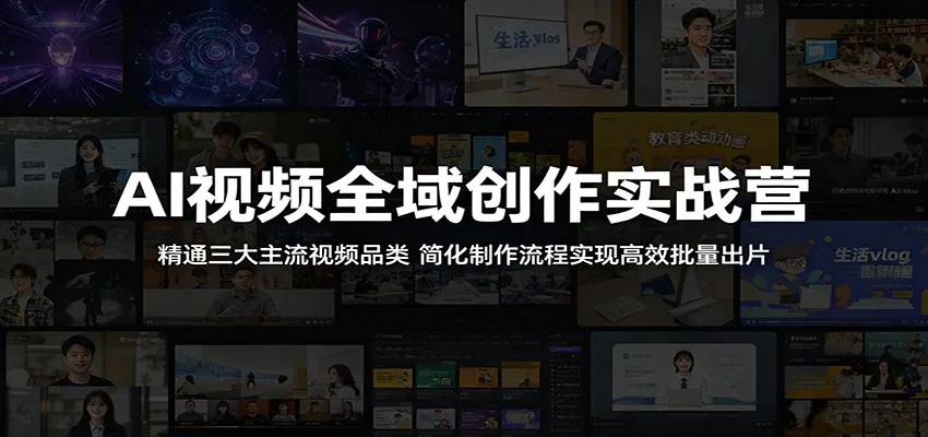 AI视频全域创作实战营：精通三大主流视频品类，简化制作流程实现高效批量出片-知云阁资源站