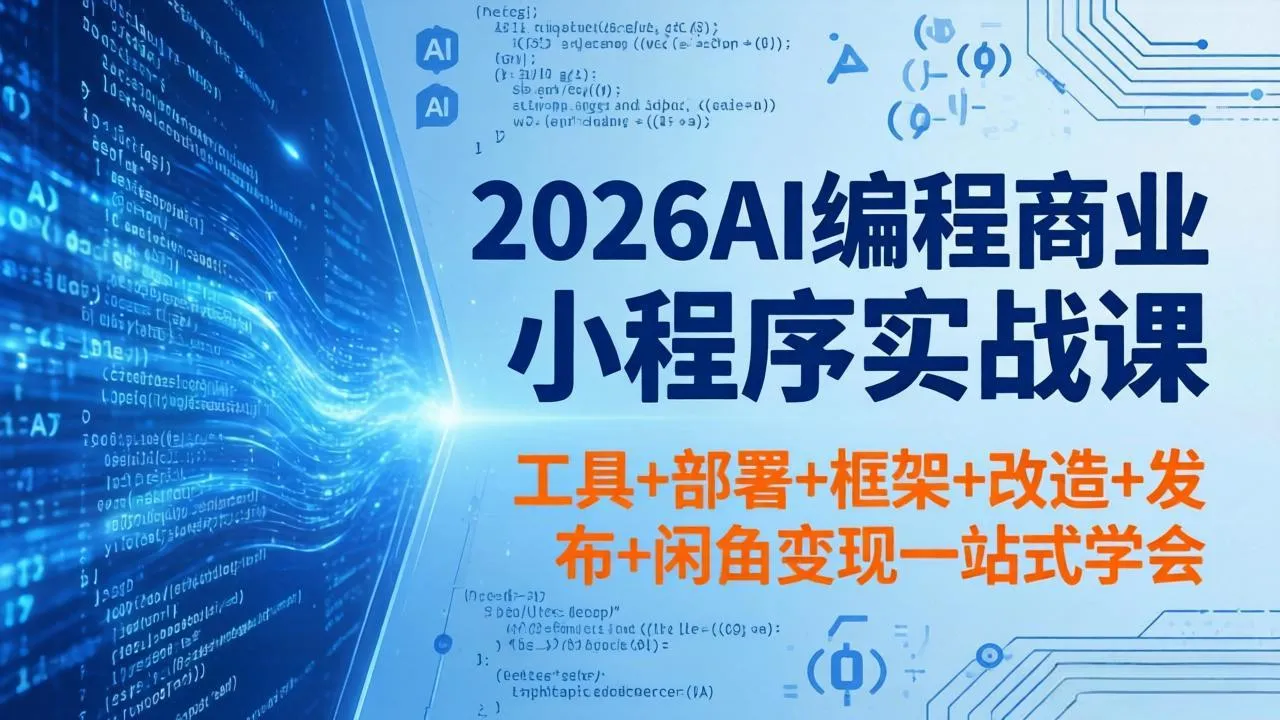 2026AI编程商业小程序实战课,工具+部署+框架+改造+发布+闲鱼变现一站式学会-知云阁资源站