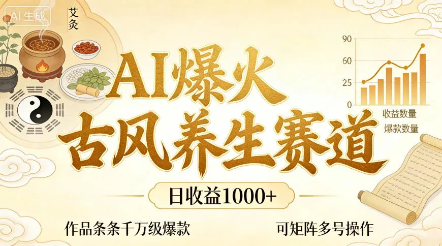 AI爆火古风养生赛道,日收益1k+单条作品点赞破万+,可矩阵多号操作【揭秘】 AI爆火古风养生赛道,日收益1k+单条作品点赞破万+,可矩阵多号操作【揭秘】