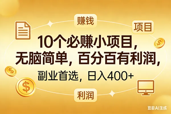 (17812期)10个必赚的小项目,百分百有利润,无脑简单,副业首选,日入400+-知云阁资源站