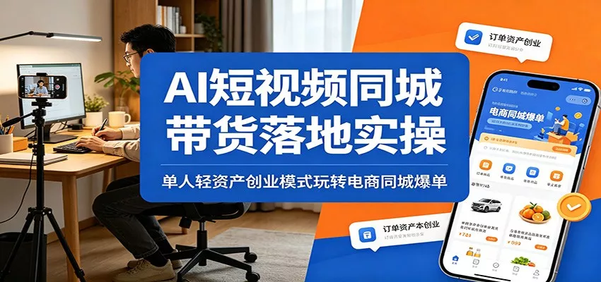AI短视频同城带货落地实操：单人轻资产创业模式玩转电商同城爆单-知云阁资源站