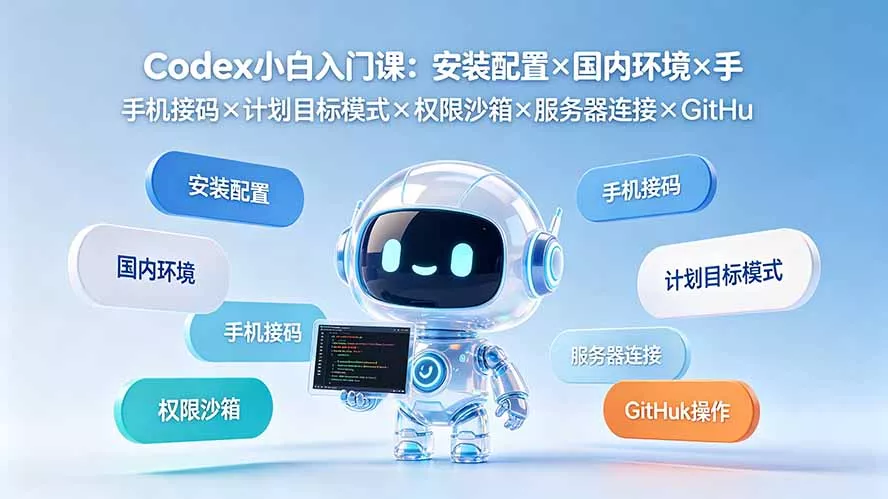 Codex小白入门课:安装配置×国内环境×手机接码×计划目标模式×权限沙箱×服务器连接×GitHub操作-知云阁资源站