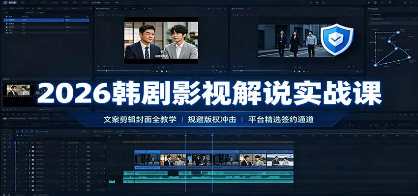 2026韩剧影视解说实战课:文案剪辑封面全教学,规避版权冲击平台精选签约通道-知云阁资源站