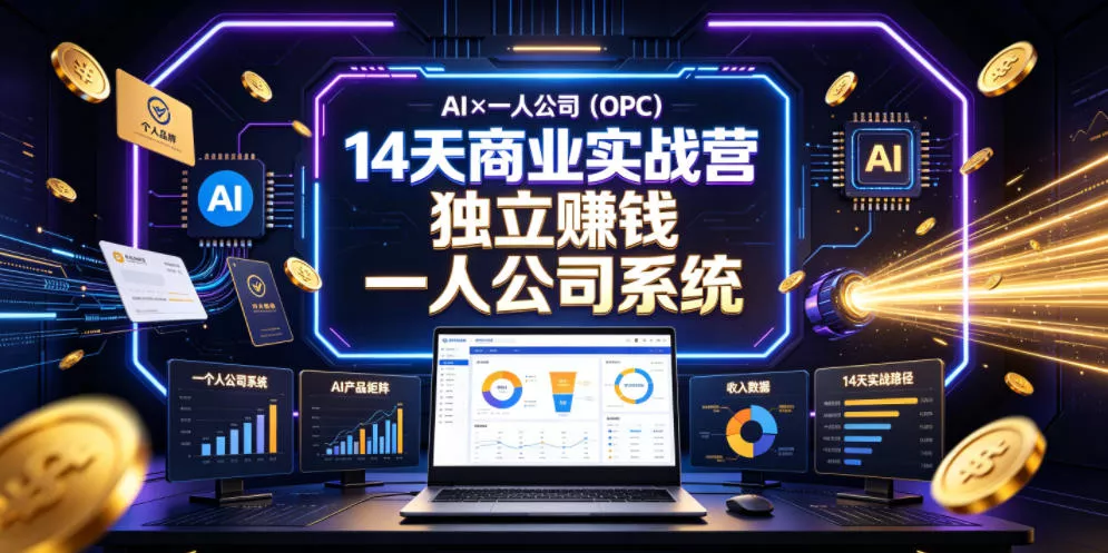 AI×一人公司(OPC)14天商业实战营,用AI帮你搭建一个属于你自己的、能独立賺钱的一人公司系统-知云阁资源站
