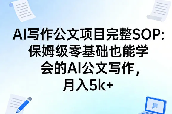 AI写作公文项目完整SOP,保姆级零基础也能学会的AI公文写作,月入5k+-知云阁资源站