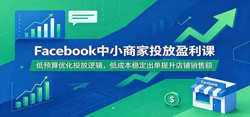 Facebook中小商家投放盈利课:低预算优化投放逻辑,低成本稳定出单提升店铺销售额-知云阁资源站