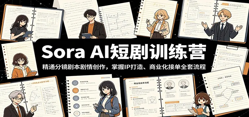 Sora AI短剧训练营：精通分镜剧本剧情创作，掌握IP打造、商业化接单全套流程-知云阁资源站