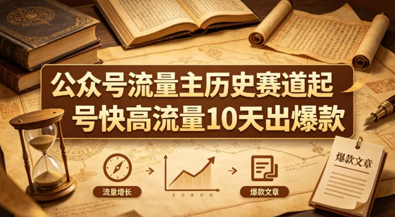 公众号流量主之历史赛道，起号快+高流量，10天就能出爆款！-知云阁资源站