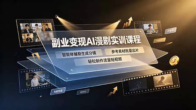 副业变现AI漫剧实训课程,智能体辅助生成分镜,参考素材批量出片,轻松制作流量短视频-知云阁资源站