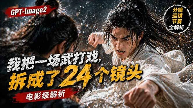 用GPT-Image2,把一段武打对决拆成24个连续镜头,从人物建立、动作衔接、运镜节奏,到情绪爆发-知云阁资源站