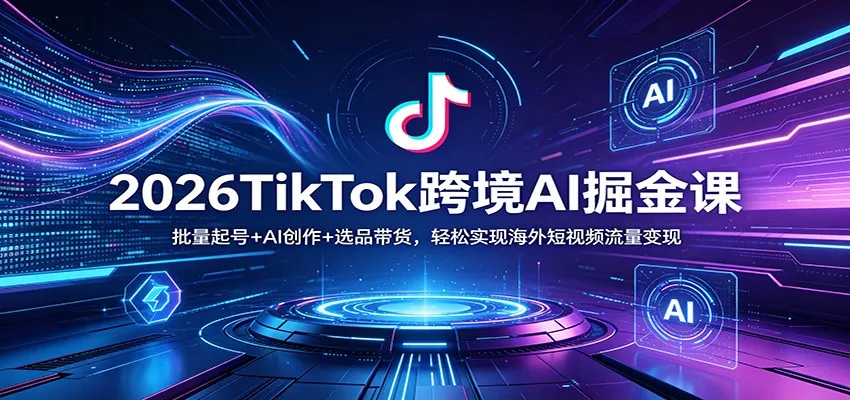 2026TikTok跨境AI掘金课:批量起号+AI创作+选品带货,轻松实现海外短视频流量变现-知云阁资源站