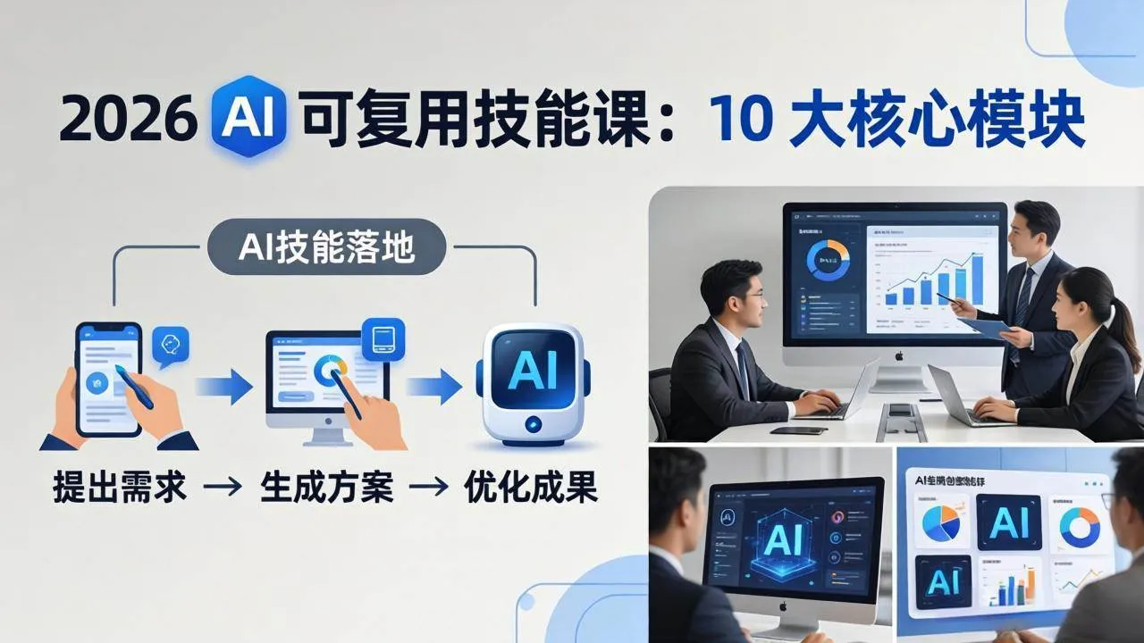(17894期)2026AI可复用技能-4月新课:10大核心模块,手把手教你把AI用进工作、产出成果 (17894期)2026AI可复用技能-4月新课:10大核心模块,手把手教你把AI用进工作、产出成果