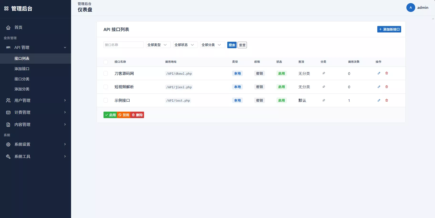 最新更新API管理系统源码 API计费 全开源-知云阁资源站