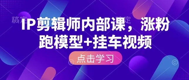 IP剪辑师内部课，涨粉跑模型+挂车视频(更新)-知云阁资源站