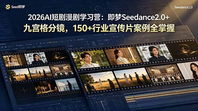 2026AI短剧漫剧学习营：即梦Seedance2.0+九宫格分镜，150+行业宣传片案例全掌握-知云阁资源站