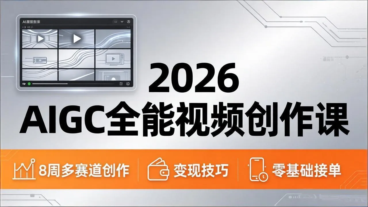 2026AIGC全能视频创作课,8周吃透多赛道创作+变现,零基础也能高效出片接单 2026AIGC全能视频创作课,8周吃透多赛道创作+变现,零基础也能高效出片接单