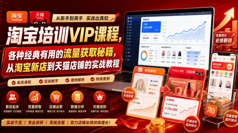 淘宝培训VIP课程,各种经典有用的流量获取秘籍,从淘宝新店到天猫店铺的实战教程(更新7月)-知云阁资源站
