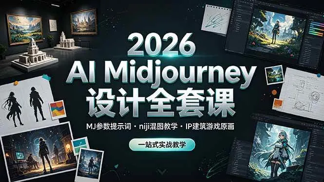 (19209期)2026 AI Midjourney设计全套课,MJ参数提示词niji混图教学,IP建筑游戏原画一站式实战教学 (19209期)2026 AI Midjourney设计全套课,MJ参数提示词niji混图教学,IP建筑游戏原画一站式实战教学