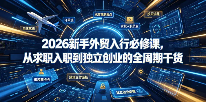 2026新手外贸入行必修课,从求职入职到独立创业的全周期干货-知云阁资源站
