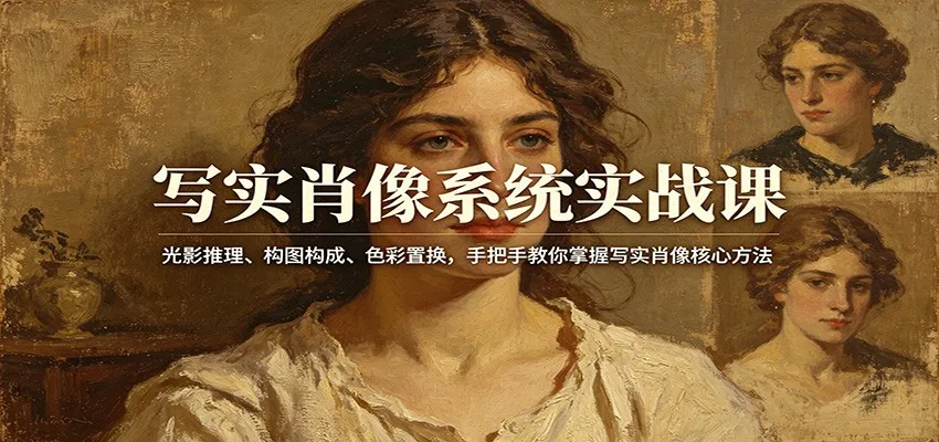 写实肖像系统实战课：光影推理、构图构成、色彩置换，手把手教你掌握写实肖像核心方法-知云阁资源站