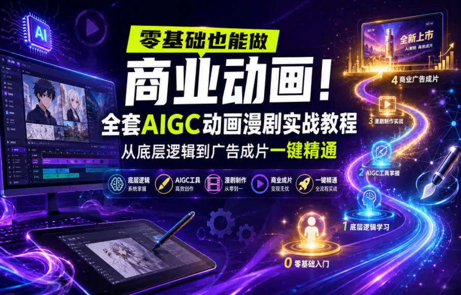 零基础也能做商业动画！全套AIGC动画漫剧实战教程，从底层逻辑到广告成片一键精通(更新0715)-知云阁资源站