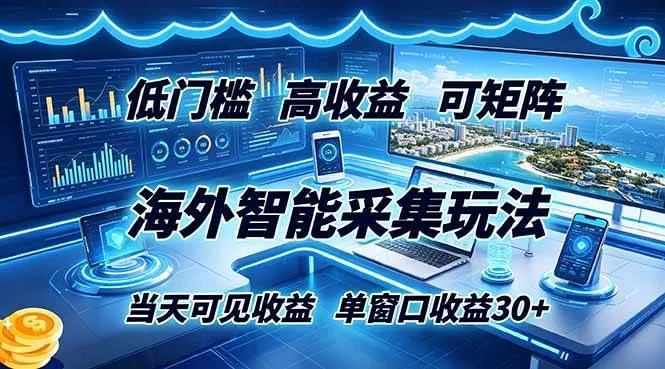 (18955期)海外智能采集玩法,低门槛高单价可矩阵,当天可见收益,单窗口30+-知云阁资源站