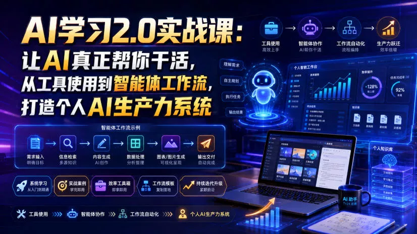 AI学习2.0实战课：让AI真正帮你干活，从工具使用到智能体工作流，打造个人AI生产力系统-知云阁资源站
