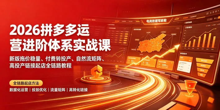 2026拼多多运营进阶体系实战课|新版拖价稳量、付费转投产、自然流矩阵、高投产链接起店全链路教程-知云阁资源站