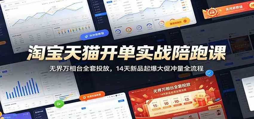 淘宝天猫开单实战陪跑课：无界万相台全套投放，14天新品起爆大促冲量全流程-知云阁资源站