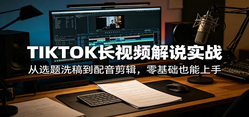 TIKTOK长视频解说实战:从选题洗稿到配音剪辑,零基础也能上手-知云阁资源站