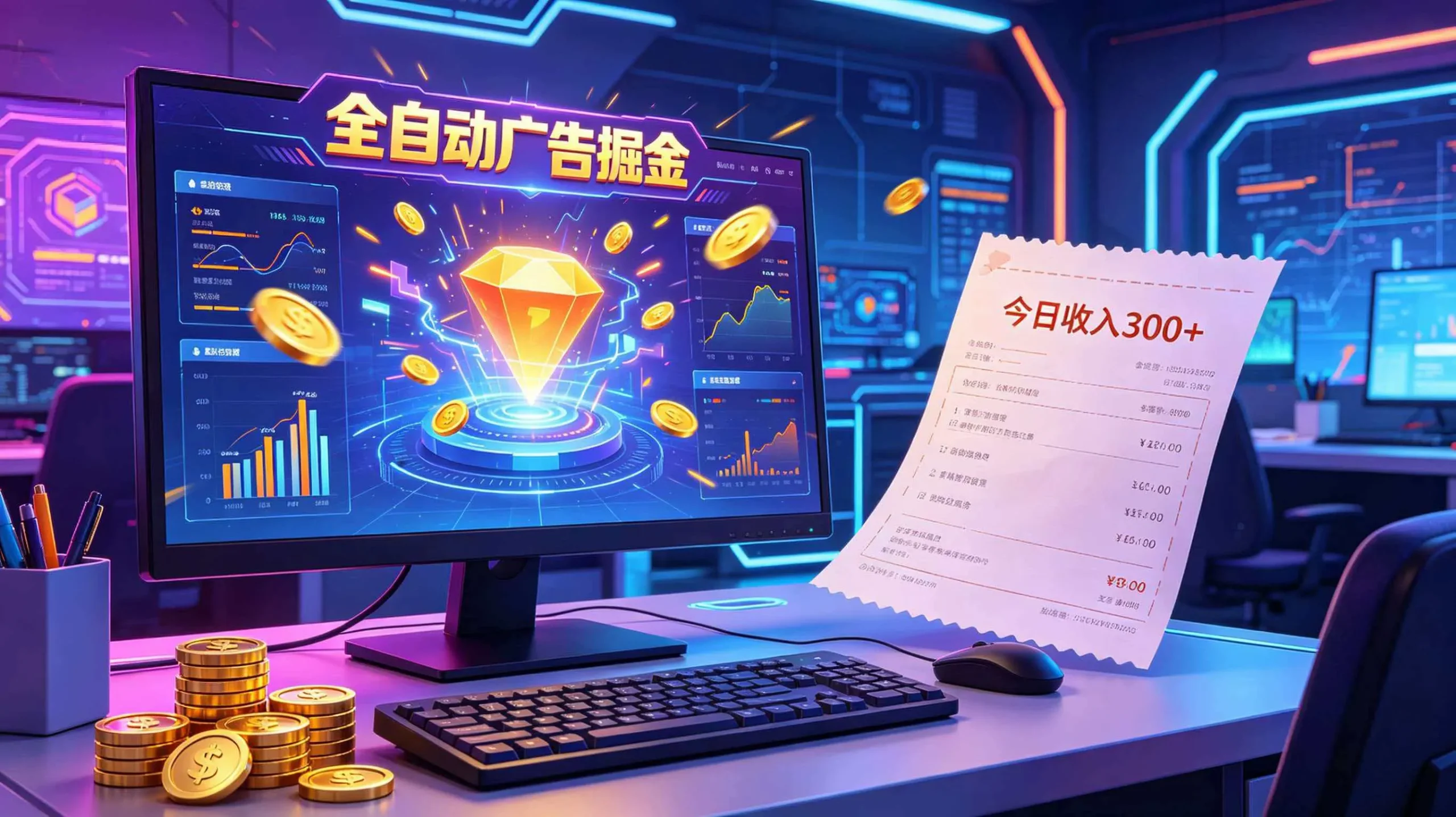 全自动广告掘金，日入300+。全程Ai自动化运行，解放双手，时间自由。收益稳定-知云阁资源站