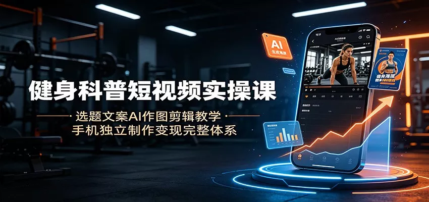 健身科普短视频实操课:选题文案AI作图剪辑教学,手机独立制作变现完整体系-知云阁资源站