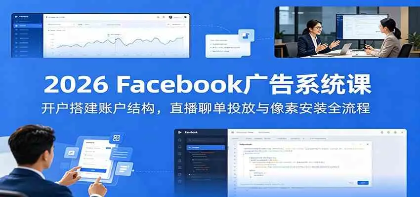 2026 Facebook广告系统课:开户搭建账户结构,直播聊单投放与像素安装全流程-知云阁资源站