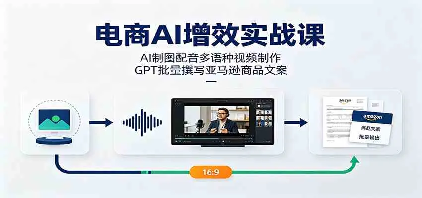 电商AI增效实战课:AI制图配音多语种视频制作,GPT批量撰写亚马逊商品文案-知云阁资源站