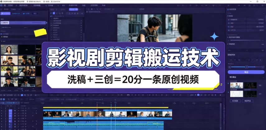 影视剧剪辑搬运技术,洗稿+三创=20分一条原创视频-知云阁资源站
